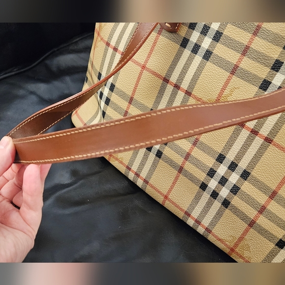 *MINT CONDITION* Vintage Burberry Haymarket Tote w/ free key fob & bag - Picture 5 of 16